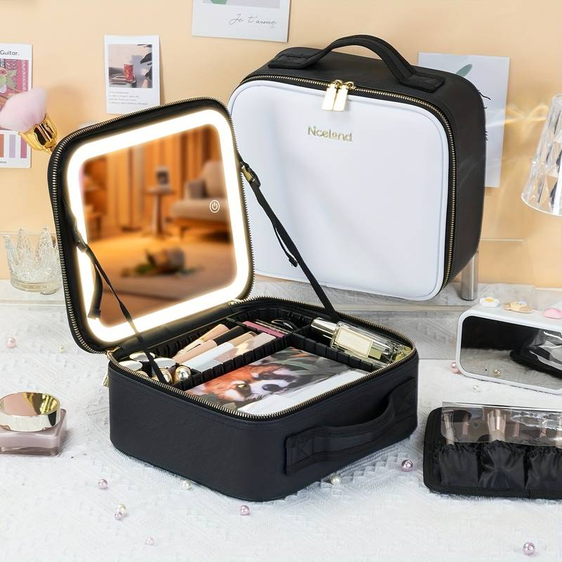 GlowMirror Reis Make-up Tas Met Licht En Spiegel | Verlicht je Schoonheid, Waar je ook Bent!